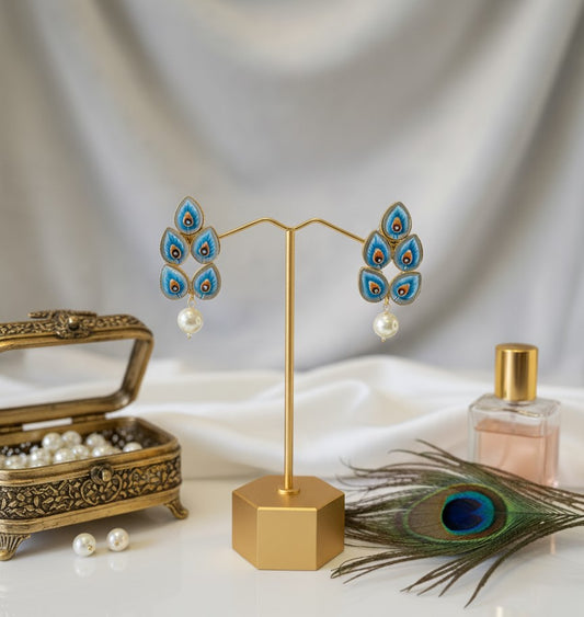 Blue Rishika Peacock Dangler Earrings