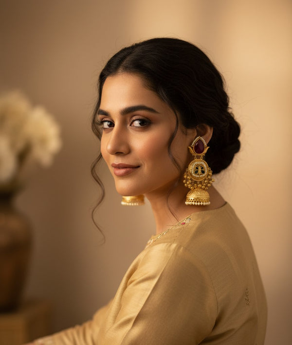 Maroon Vaidehi Kashmiri Jhumka Earrings