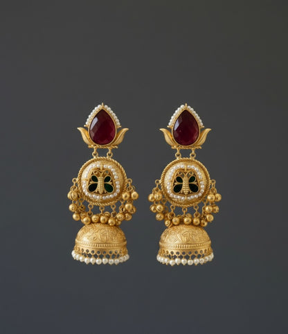 Maroon Vaidehi Kashmiri Jhumka Earrings