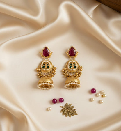Maroon Vaidehi Kashmiri Jhumka Earrings