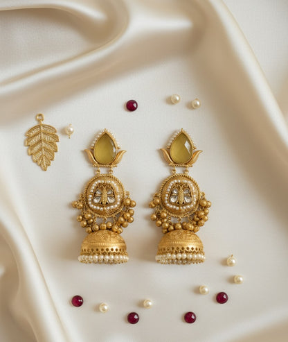 Yellow Vaidehi Kashmiri Jhumka Earrings