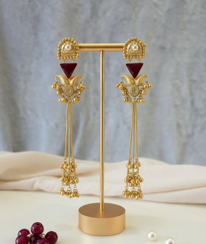 Maroon Trisha Kashmiri Dangler Earrings