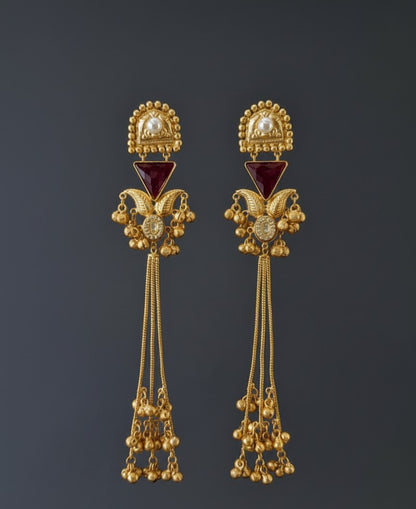 Maroon Trisha Kashmiri Dangler Earrings