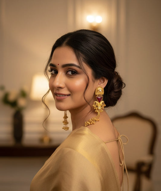Maroon Trisha Kashmiri Dangler Earrings