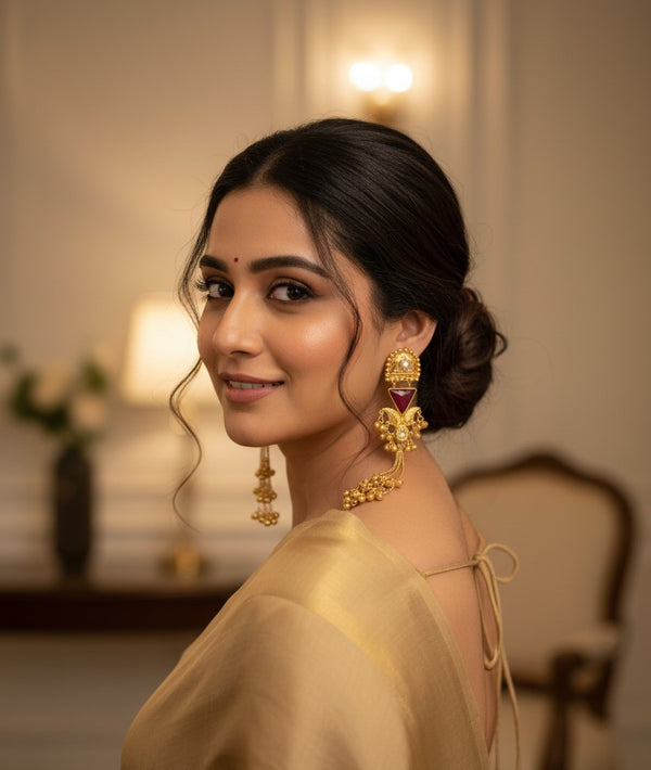Maroon Trisha Kashmiri Dangler Earrings