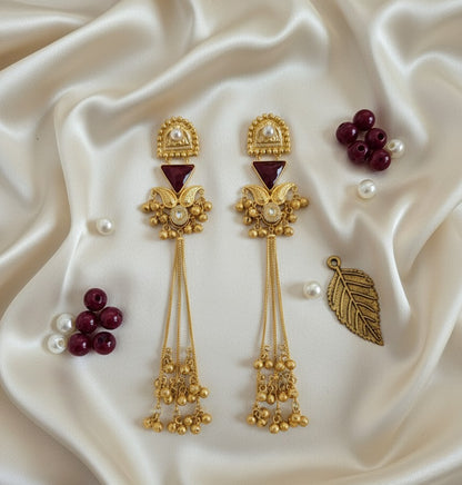 Maroon Trisha Kashmiri Dangler Earrings
