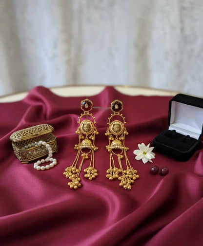Maroon Aaravi Kashmiri Danglers Earrings