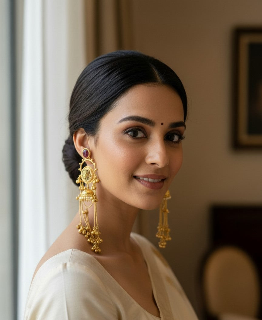 Maroon Aaravi Kashmiri Danglers Earrings