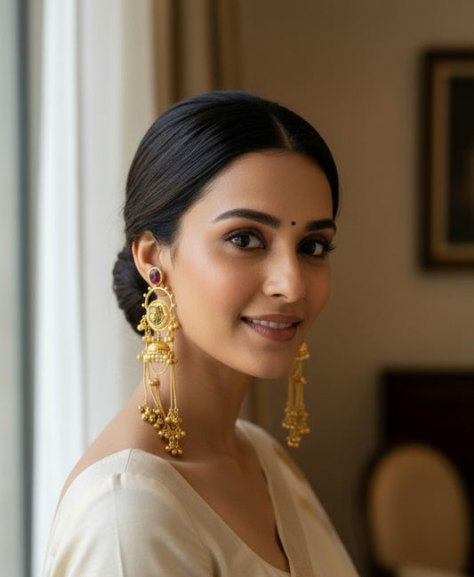 Maroon Aaravi Kashmiri Danglers Earrings