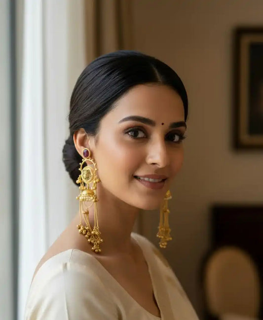 Maroon Aaravi Kashmiri Danglers Earrings