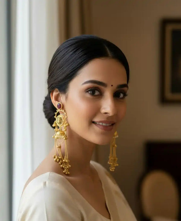 Maroon Aaravi Kashmiri Danglers Earrings