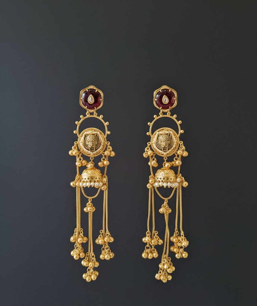 Maroon Aaravi Kashmiri Danglers Earrings