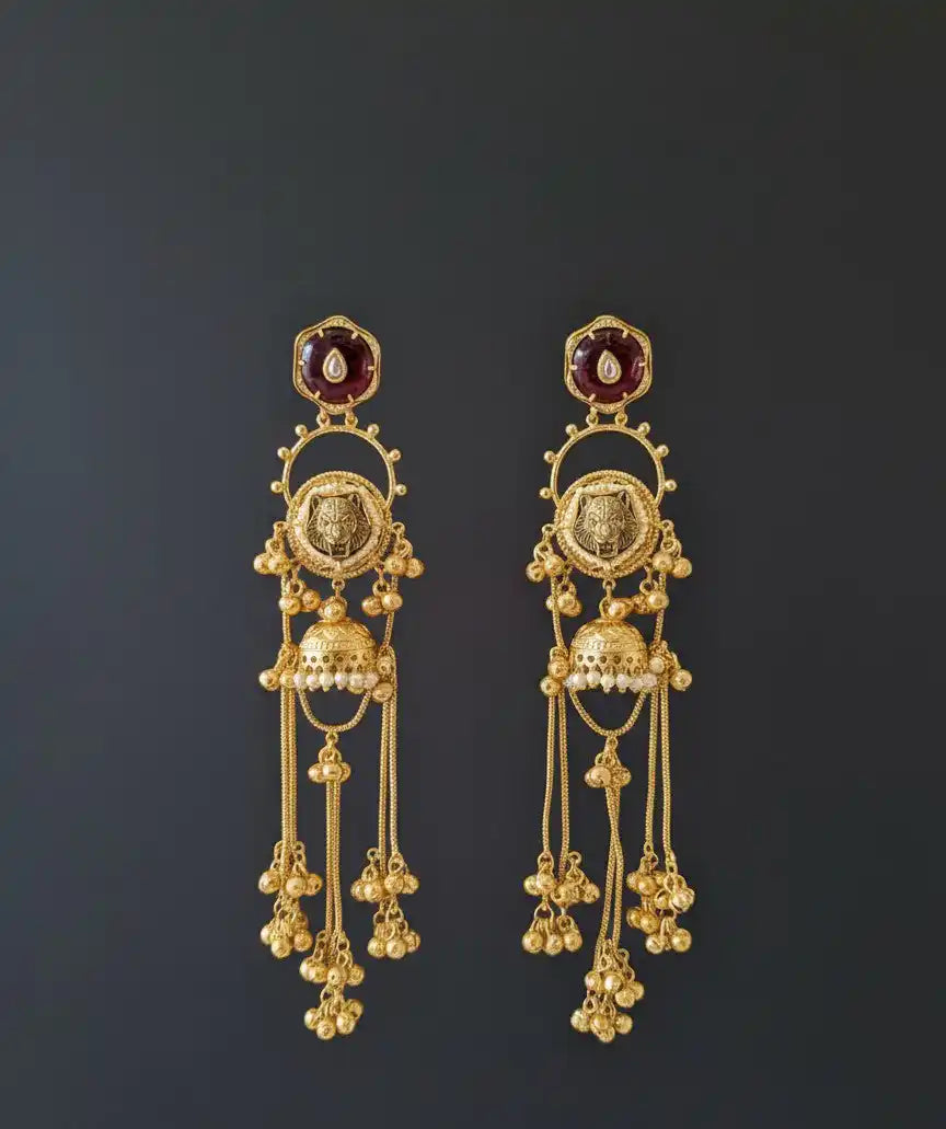 Maroon Aaravi Kashmiri Danglers Earrings