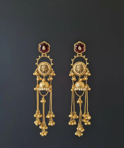 Maroon Aaravi Kashmiri Danglers Earrings