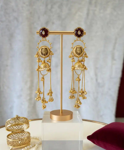 Maroon Aaravi Kashmiri Danglers Earrings