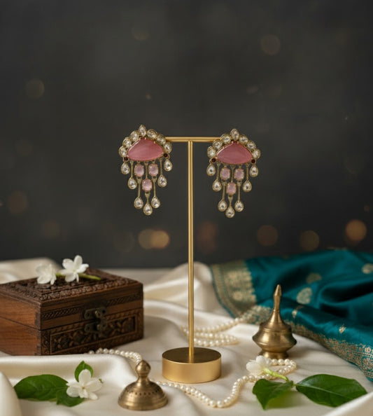 Pink Mehal Drop Earrings