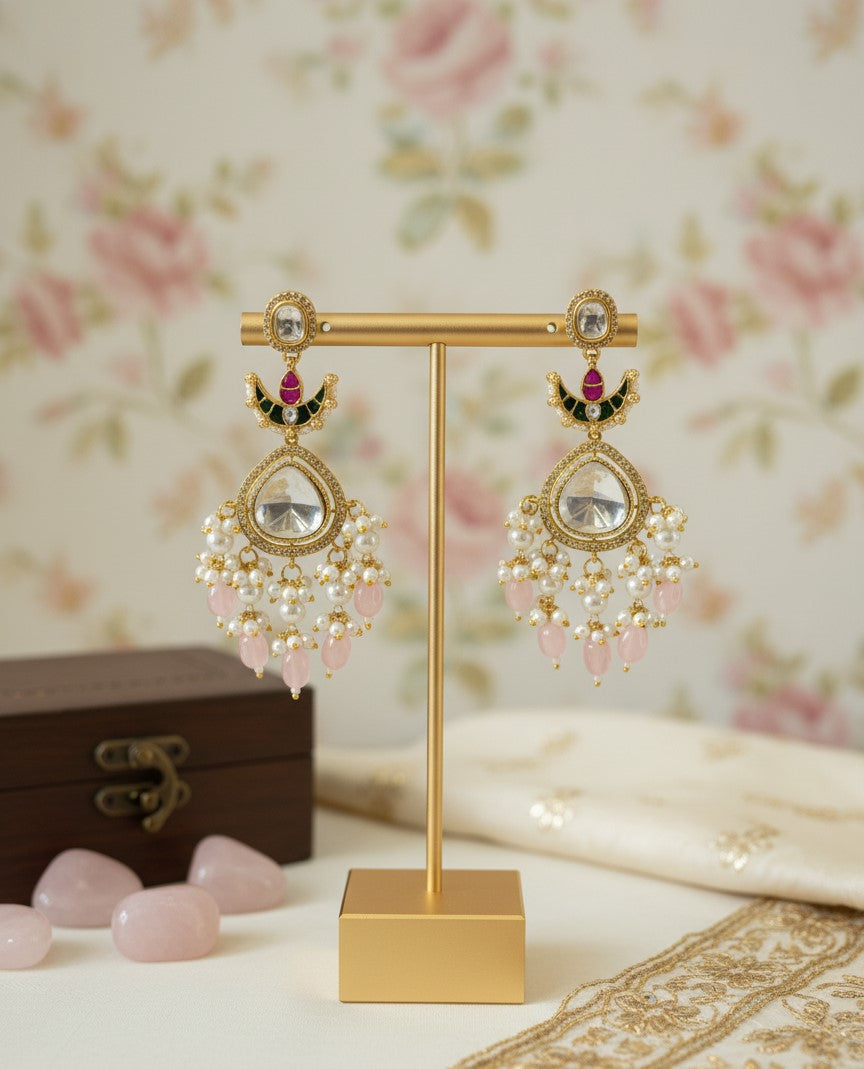 Pink Jhanvi Dangler Earrings