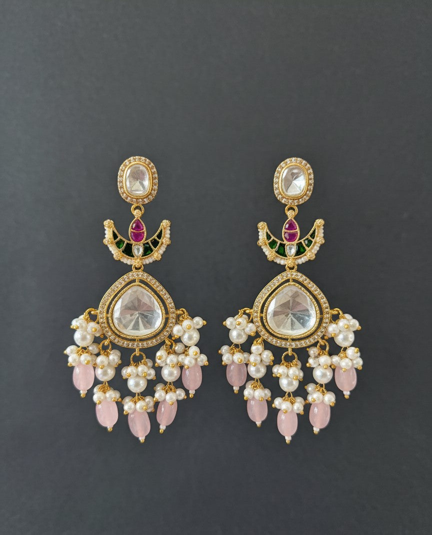 Pink Jhanvi Dangler Earrings