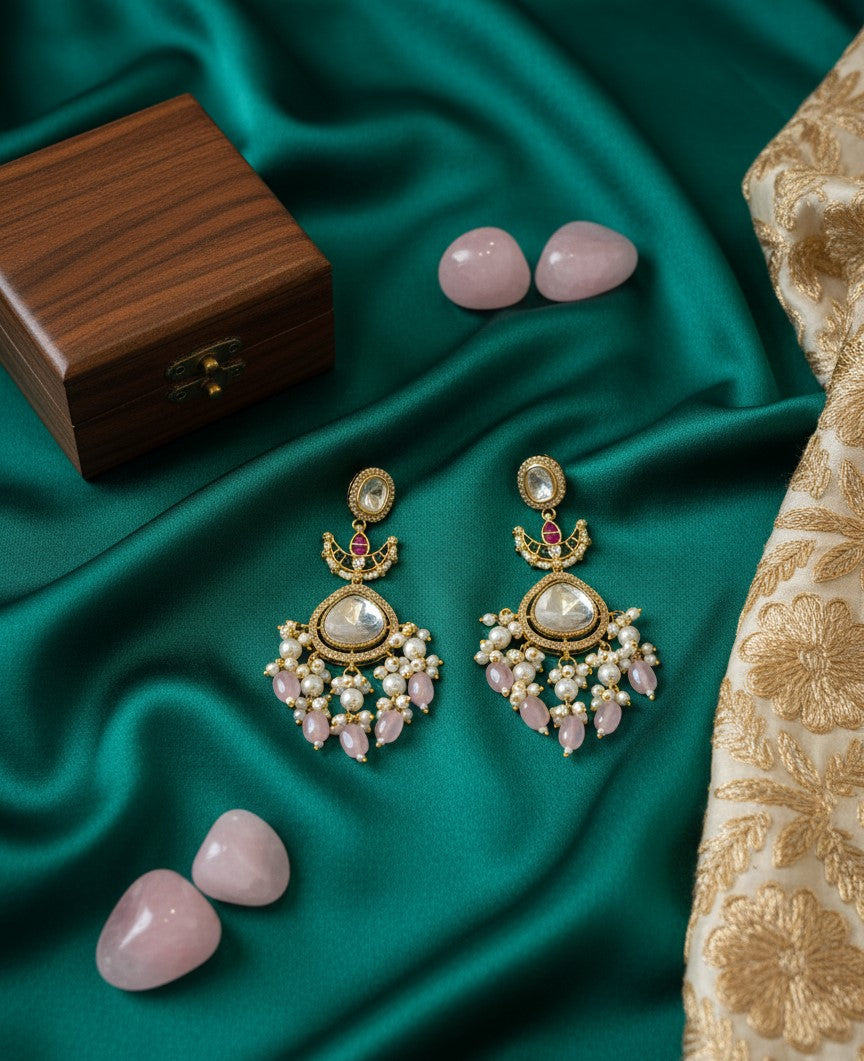 Pink Jhanvi Dangler Earrings