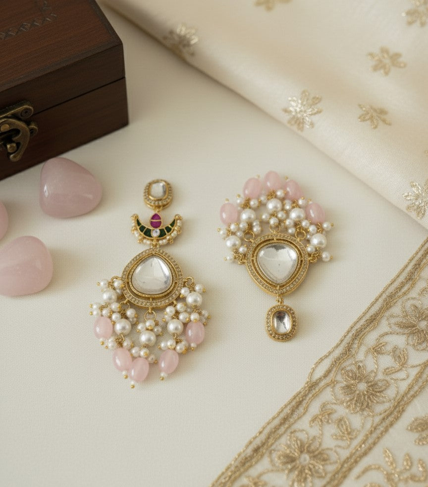 Pink Jhanvi Dangler Earrings
