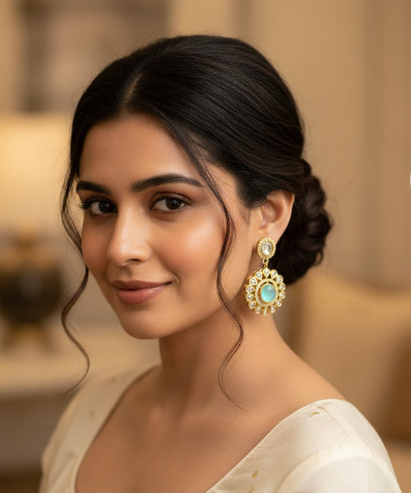 Green Jiya Dangler Earrings