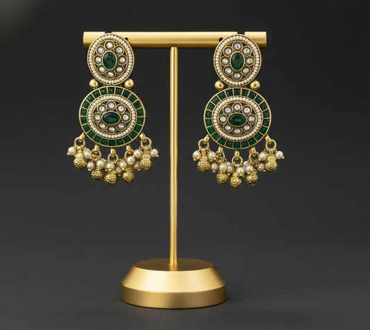 Traditional Green Kavira Dangler Earrings