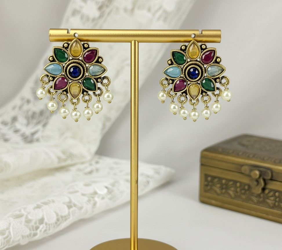 Multicolor Kianna Studs Pearls Earrings