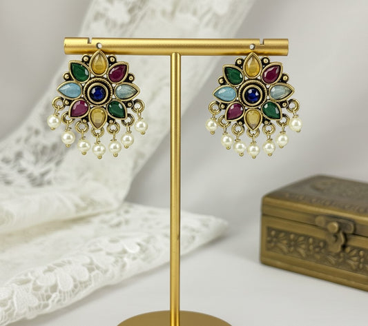 Multicolor Kianna Studs Pearls Earrings
