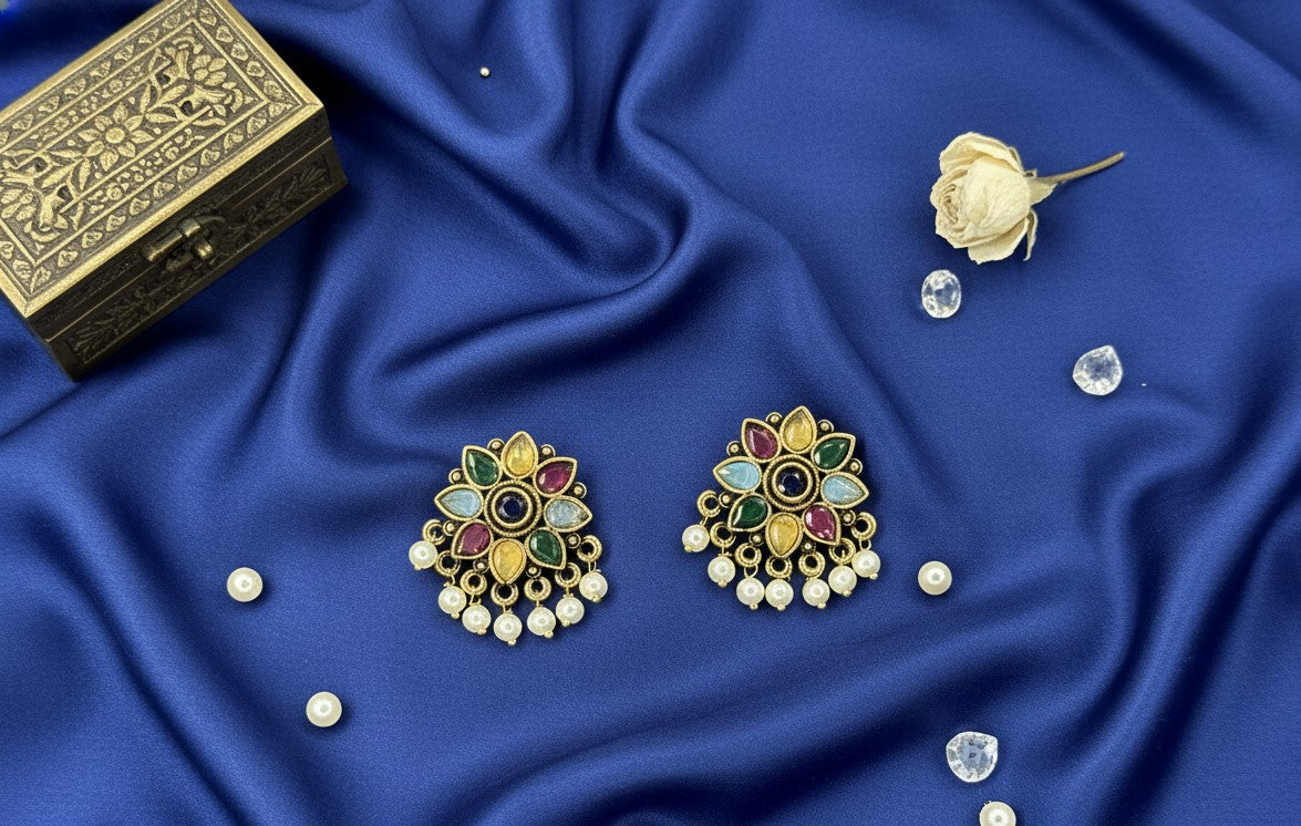 Multicolor Kianna Studs Pearls Earrings