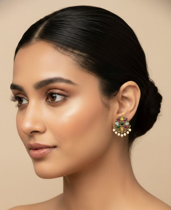 Multicolor Kianna Studs Pearls Earrings