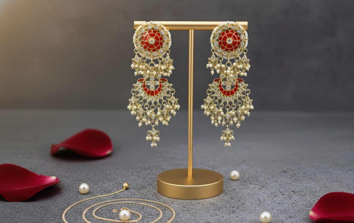 Red Evira Danglers