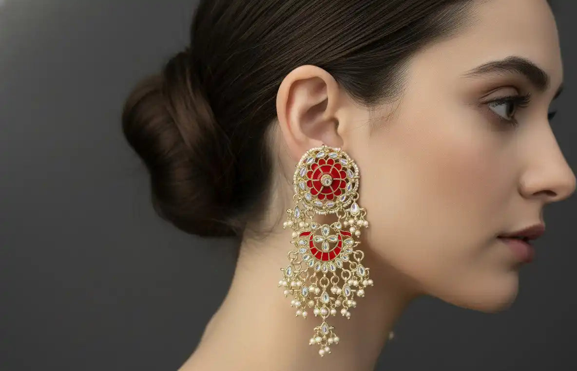 Red Evira Danglers