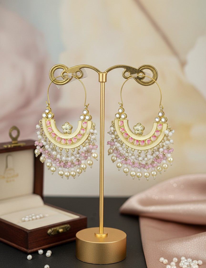 Pink White Samaira Hoops