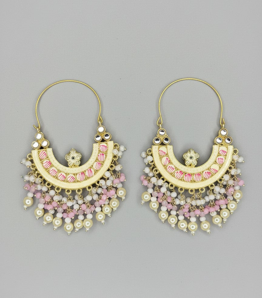 Pink White Samaira Hoops