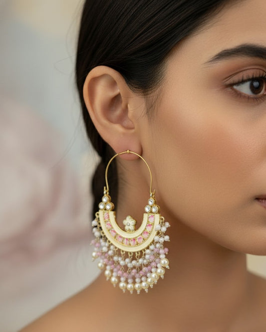 Pink White Samaira Hoops