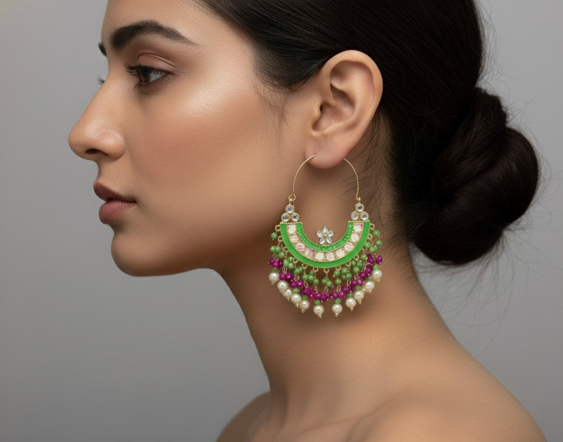 Purple Green Samaira Hoops