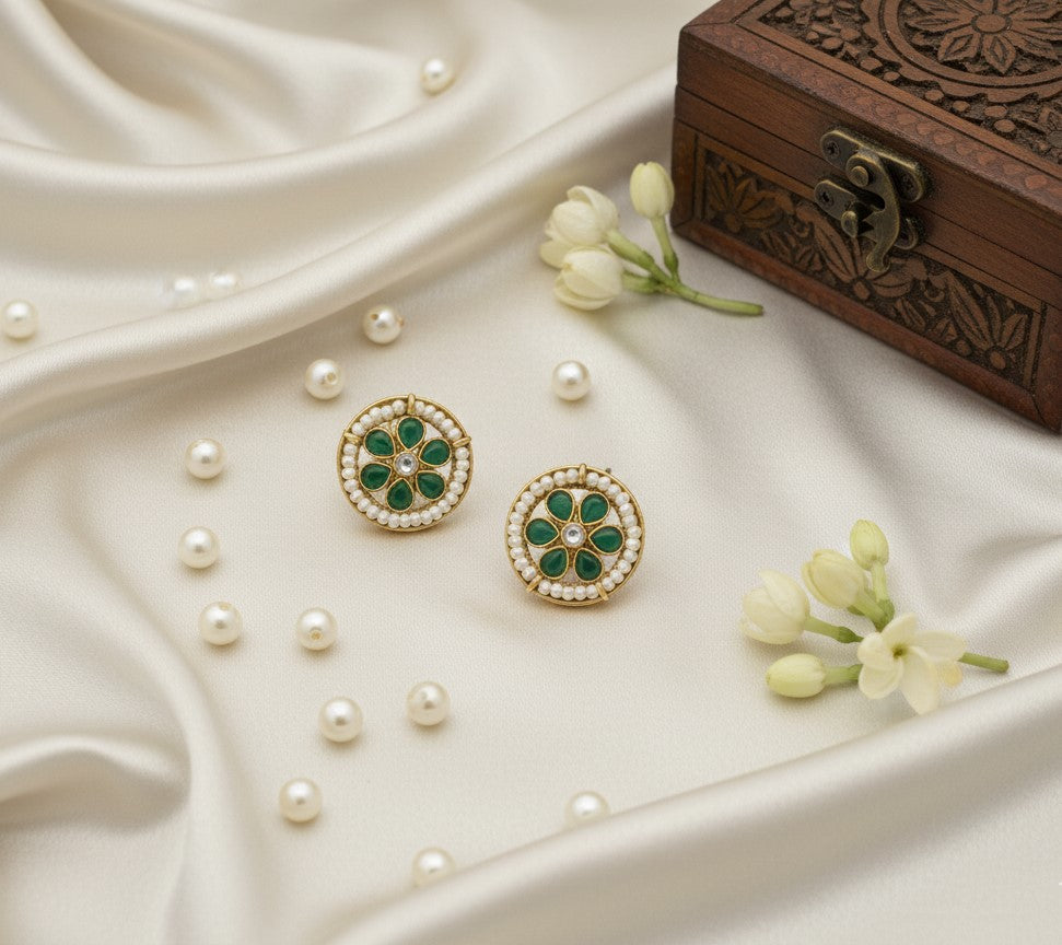 Green Aisha Stud Earrings