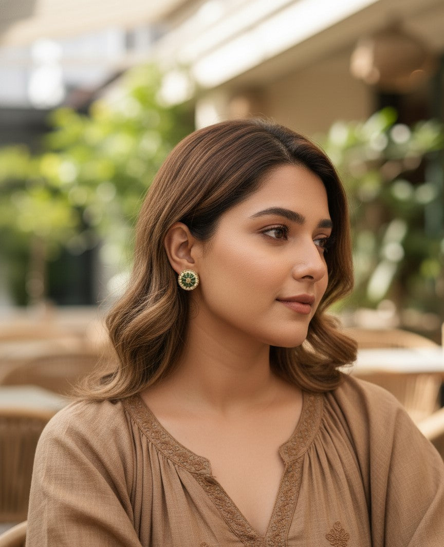 Green Aisha Stud Earrings