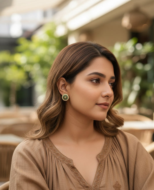Green Aisha Stud Earrings