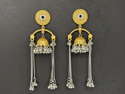 Gold Silver Tanisha Black Long Earrings