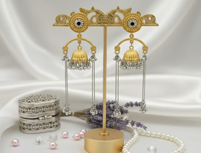 Gold Silver Tanisha Black Long Earrings