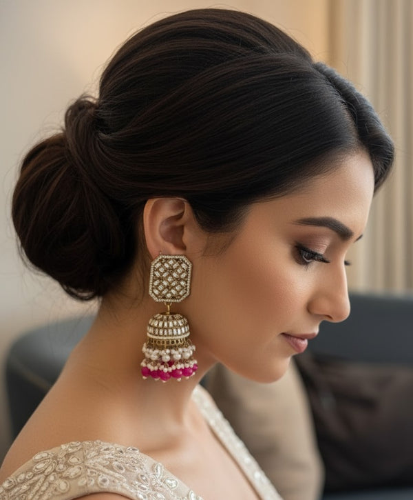 Pink Lavanya Jhumkas