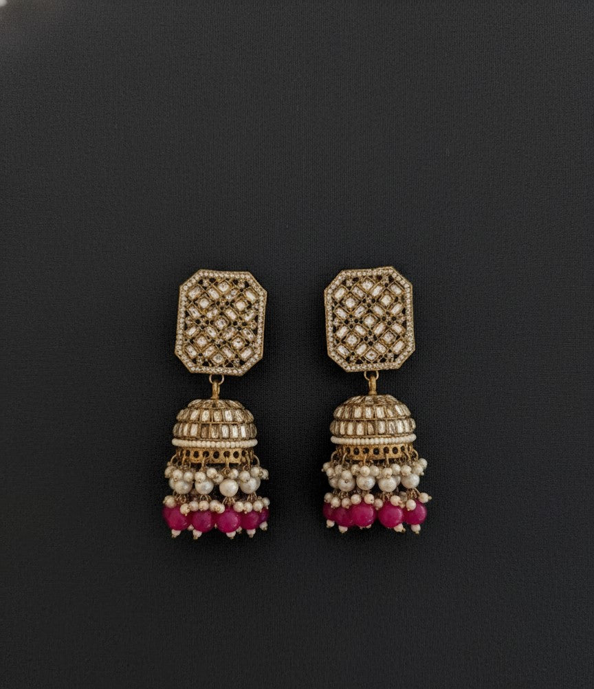 Pink Lavanya Jhumkas