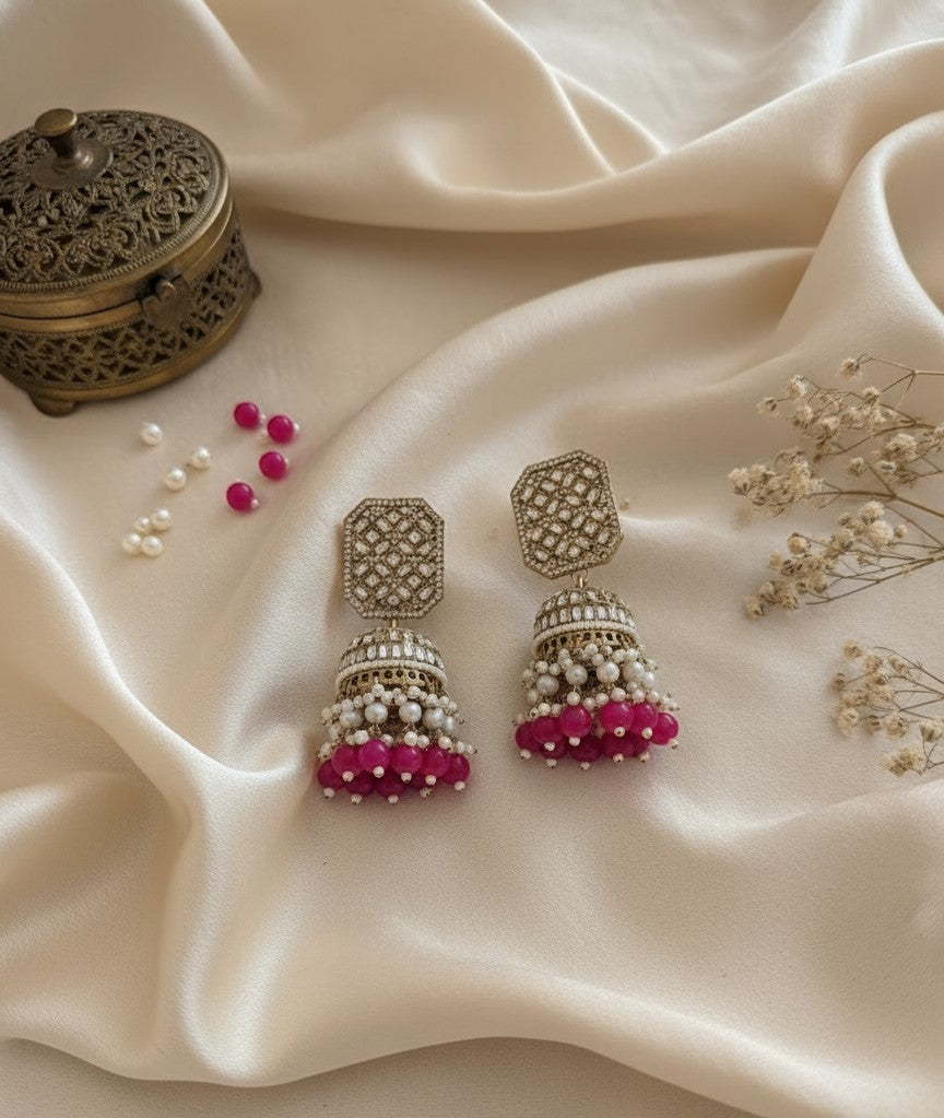 Pink Lavanya Jhumkas