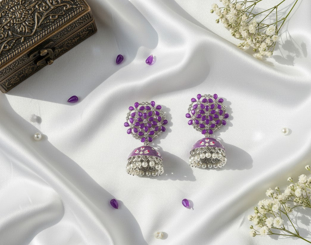 Purple Riona Jhumkas