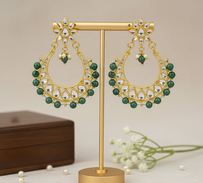 Green Kundan Elina Hoops