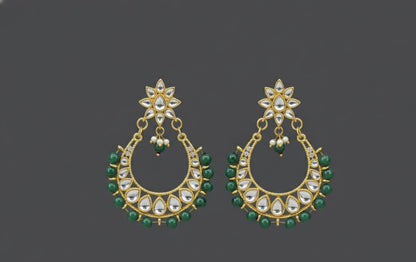 Green Kundan Elina Hoops