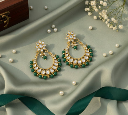 Green Kundan Elina Hoops