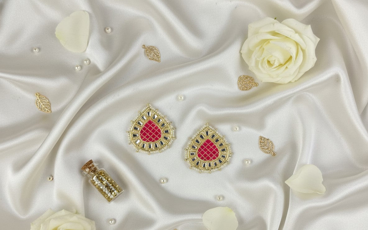 Pink Eshaya Kundan Studs