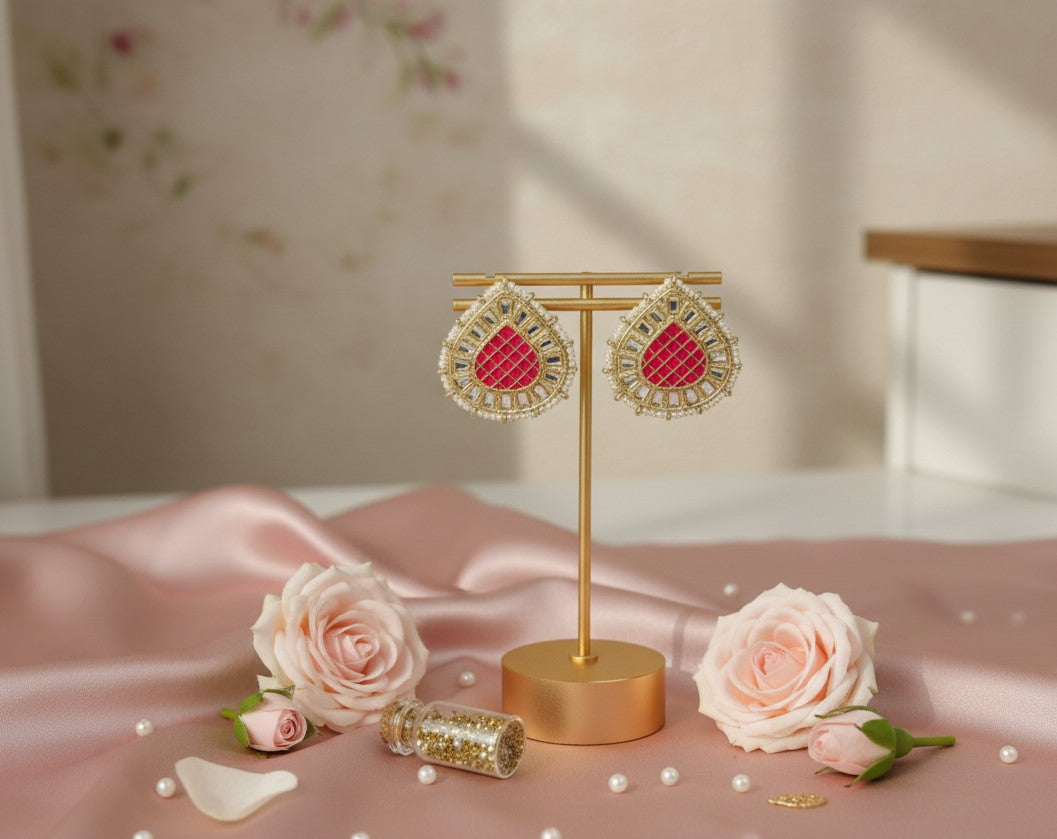 Pink Eshaya Kundan Studs